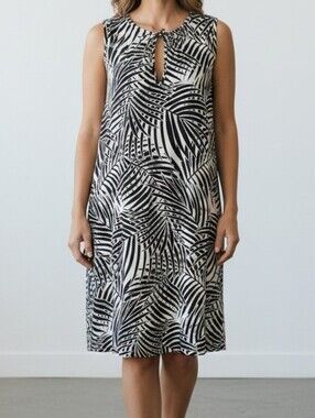 Tommy Bahama Sleeveless Black & White Palm-Print Active Spa Dress XL